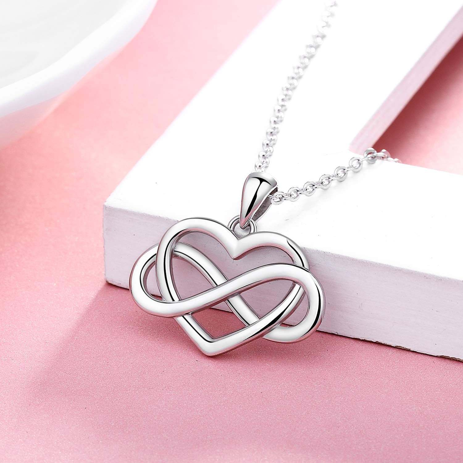 Sterling Silver Infinity Heart Pendant Necklace