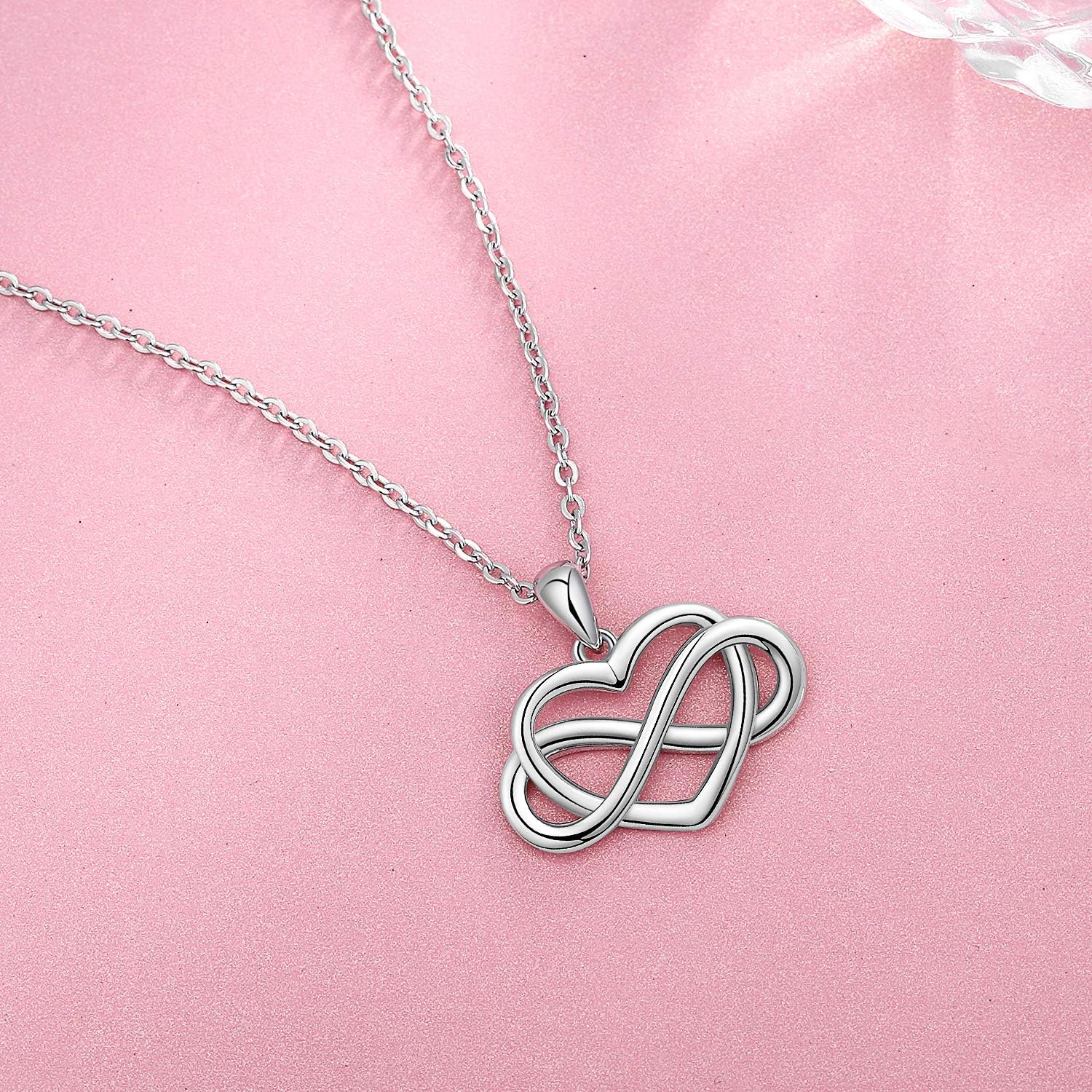 Sterling Silver Infinity Heart Pendant Necklace