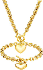 Heart Chain Necklace Heart Bracelet Stainless Steel