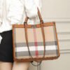 Leather Plaid Portable Tote Bag Women’S 2026 New Summer Fashion Large-Capacity High-End Shoulder Commuter Bag