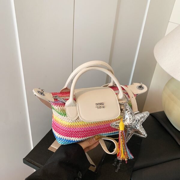 Light Luxury Fashion Rainbow Striped Handbag Dragon Bags Xiang Woven Dumpling Bag Spring Summer Mini Shoulder Messenger Bag