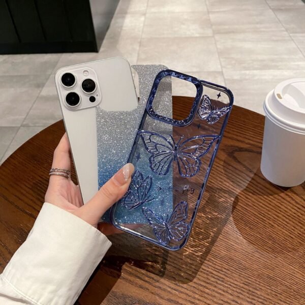 Explosion Applies To IPhone17promax Electroplating Three-Dimensional Butterfly Gradual Change Glitter, Apple 16 Mobile Phone Case
