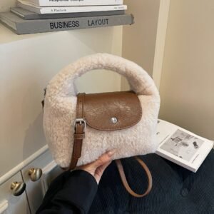 Simple Plush Dumpling Handbag Trend Splicing Dragon Bags Xiang Fashion Shoulder Cute Niche Versatile Messenger Bag