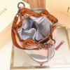 Premium Leather Drawstring Bucket Bag Women’S Tide 2026 New Plaid Bag Style Women’S Bag Versatile Shoulder Messenger Bag