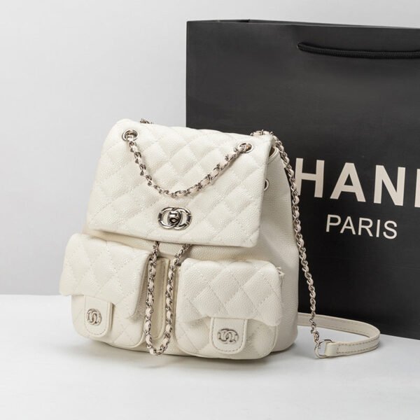 Caviar Leather 2026 New Trendy Small Fragrant Wind Diamond Chain Backpack Fashionable Versatile Frog Bag Women’S Backpack