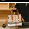 Bag Women’S 2026 New Trendy Leather Plaid Large-Capacity Portable Tote Bag Premium Shoulder Messenger Bag