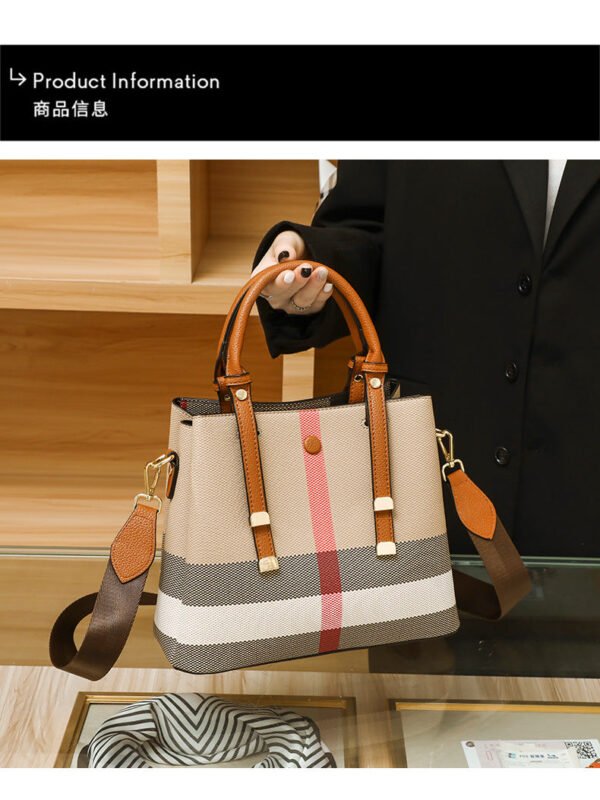 Bag Women’S 2026 New Trendy Leather Plaid Large-Capacity Portable Tote Bag Premium Shoulder Messenger Bag