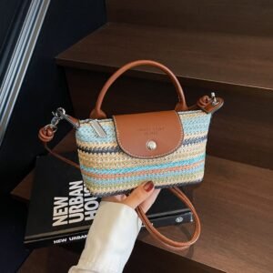 Rainbow Woven Handbag Bag New Longbaoxiang Casual Straw Dumpling Bag Versatile Shoulder Messenger Bag