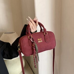 Frosted Simple Bowling Bag Cross-Border Min New Handbag Woven Pendant Style Shoulder Messenger Bag