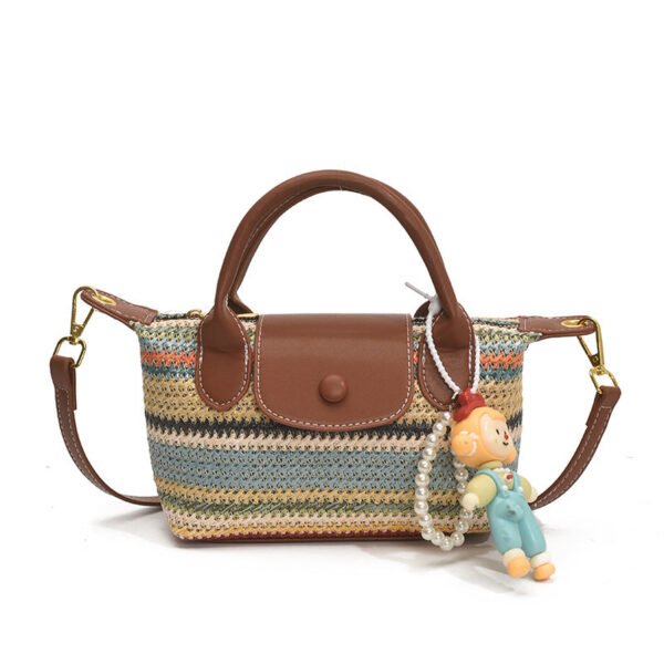 Retro Woven Handbag, Dragon Bags, Striped Retro Dumpling Bag, Casual Contrasting Color, Trendy Shoulder Messenger Bag.