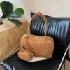 Vintage Suede MIU Shoulder Bag Bag Texture Women’S Handbag Bowling Ball Mother Bag Niche Pillow Bag