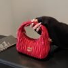 Niche Design Bag Pleated Cloud Bag Miu Tide Embroidery Thread Messenger Bag Portable Versatile Single Shoulder Crescent Bag