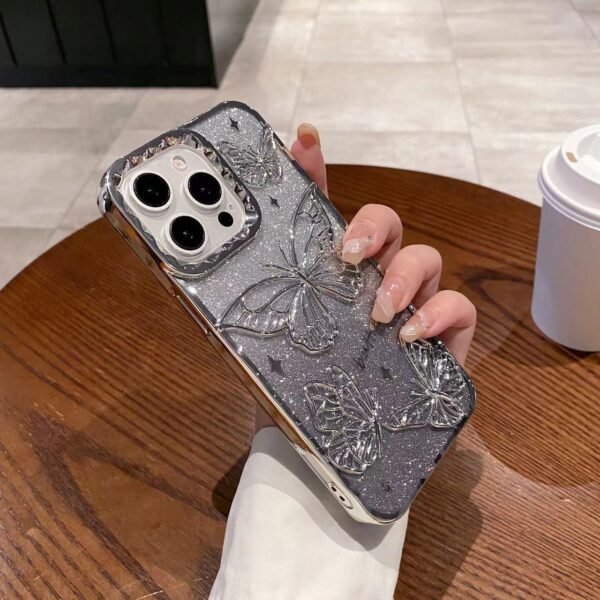Explosion Applies To IPhone17promax Electroplating Three-Dimensional Butterfly Gradual Change Glitter, Apple 16 Mobile Phone Case