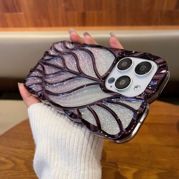 Gradual Change Glitter Art Three-Dimensional Leaves For IPhone17promax Electroplating Apple 16 Mobile Phone Case New