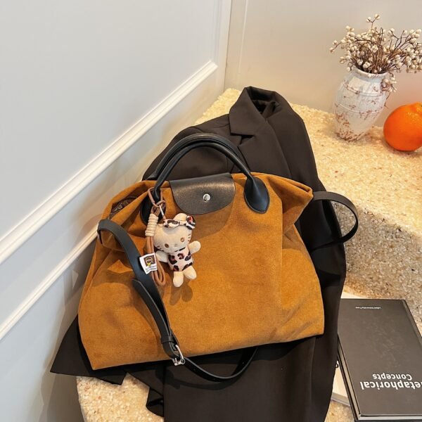 Vintage Handbag Longxiang Matte Suede Large Capacity Tote Bag Autumn And Winter Commuter Shoulder Bag Women’S Bag