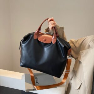 Retro Texture Dragon Bags Xiangtote Bag PU Soft Leather Splicing Messenger Bag Commuting To Work Portable Dumpling Bag