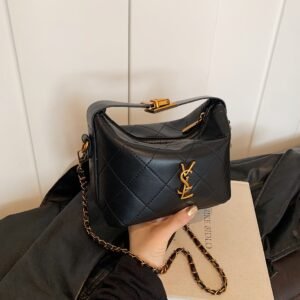 Diamond Chain, Poplar Forest Bucket Bag, Premium Light Luxury Gas Shoulder Bag, Small Fragrant Fashion Tide Personalized Handbag