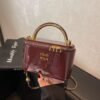 Retro Oil Wax Leather Portable Box Bag Handbags Fashionable Versatile Mi.U Shoulder Bag Chain Small Square Bag