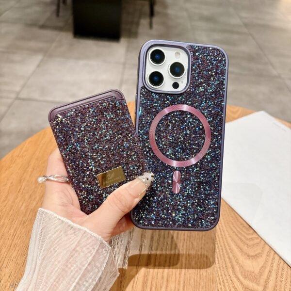 Applicable To IPhone17Promax Tide Brand Rhinestone Magnetic Card Bag, Luxury High-End Card, Apple 16 Mobile Phone Case.