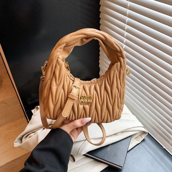 Pleated Miu Crescent Handbag Bag Light Luxury High-End Texture Versatile Messenger Niche Design European Beautiful Women Bag