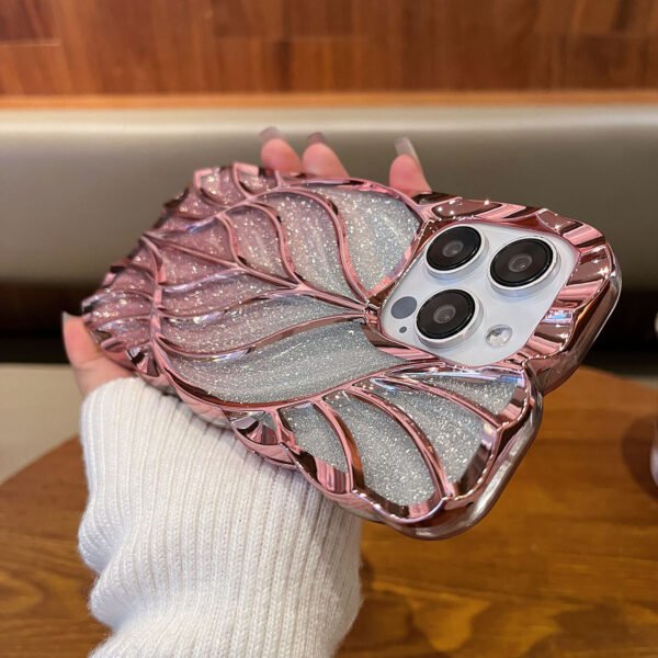 Gradual Change Glitter Art Three-Dimensional Leaves For IPhone17promax Electroplating Apple 16 Mobile Phone Case New