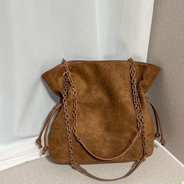 Light Luxury Suede Shoulder Bag Poplar Forest Lucky Bag Bags Pleated Drawstring Large Capacity Temperament Trendy Diamond Tote Bag