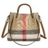 Bucket Bag Women’S 2026 New Leather High-End Color Matching Large-Capacity Tote Bag Plaid Portable Shoulder Women’S Bag