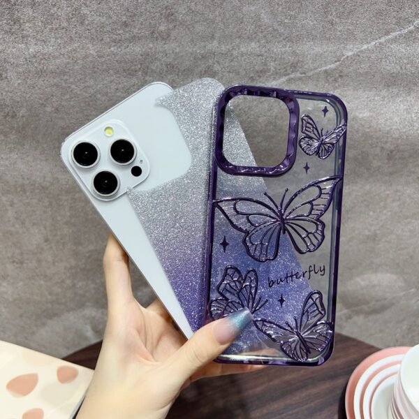 Explosion Applies To IPhone17promax Electroplating Three-Dimensional Butterfly Gradual Change Glitter, Apple 16 Mobile Phone Case