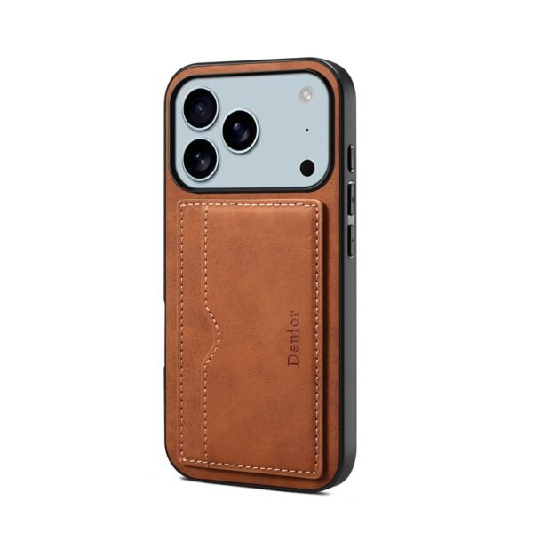 Imitation Cow Pattern Leather Case, Card Bag, Simple Hidden Bracket, Suitable For Europe And The United States IPhone17Promax Apple 16 Protective Case
