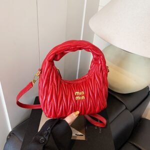 Pleated Miu Crescent Handbag Bag Light Luxury High-End Texture Versatile Messenger Niche Design European Beautiful Women Bag
