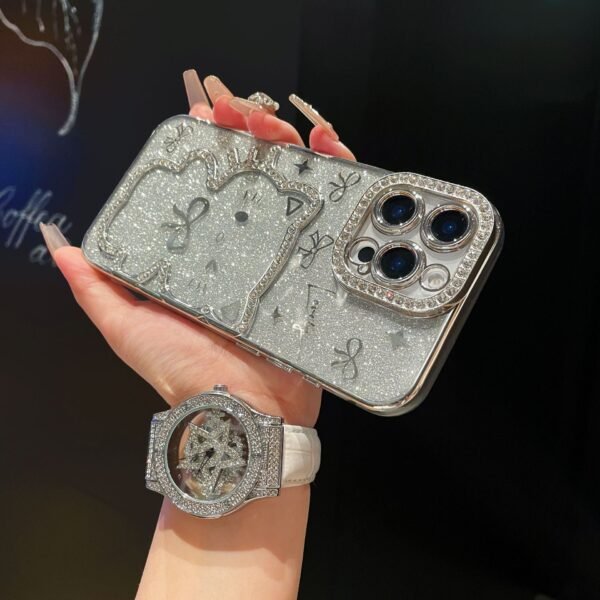 Cartoon Point Drill Mobile Phone Case Bow Gradual Change Glitter For IPhone17Promax Apple 16 Protective Case 15