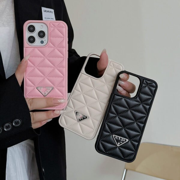 Lambskin Embossed Rhombus Premium Sense Light Luxury Trendy Brand Suitable For IPhone17Promax Anti-Drop Apple Phone Case