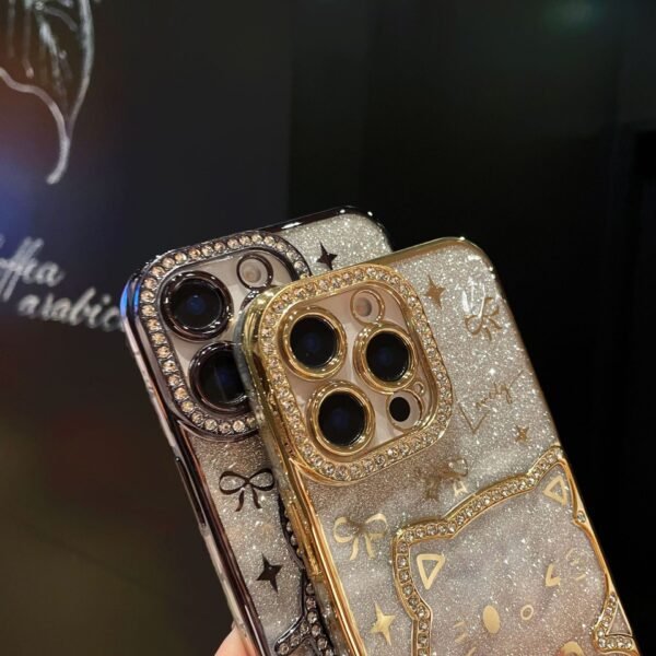 Cartoon Point Drill Mobile Phone Case Bow Gradual Change Glitter For IPhone17Promax Apple 16 Protective Case 15
