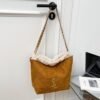 Vintage Rhombus Plush Splicing Shoulder Bag Poplar Forest Large Capacity Fashion Commuting Advanced Chain Armpit Bag