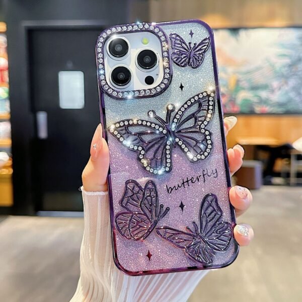 Three-Dimensional Butterfly Soil Drill Small Fragrant Wind Suitable For Apple 17promax Glitter Mobile Phone Case IPhone16 Anti-Fingerprint