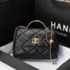 2026 New Trendy Small Fragrant Wind Rhombus Leather High-End Shoulder Messenger Bag Square Fat Little Golden Ball Chain Women’S Bag
