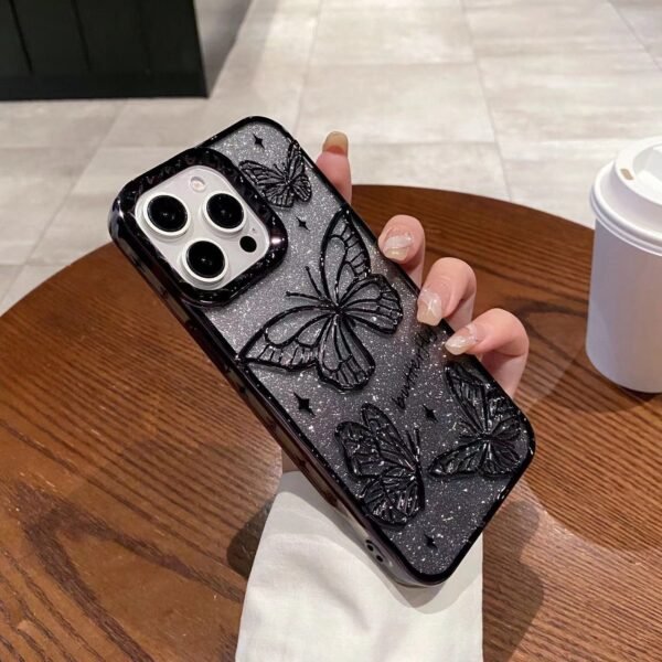 Explosion Applies To IPhone17promax Electroplating Three-Dimensional Butterfly Gradual Change Glitter, Apple 16 Mobile Phone Case