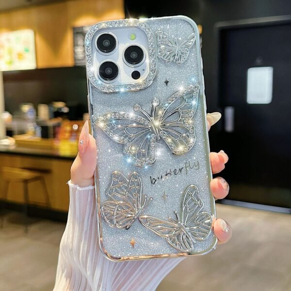 Three-Dimensional Butterfly Soil Drill Small Fragrant Wind Suitable For Apple 17promax Glitter Mobile Phone Case IPhone16 Anti-Fingerprint