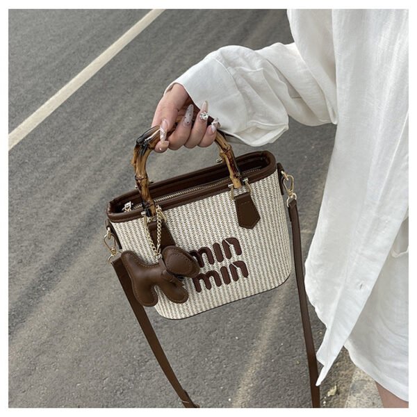 Woven Bag Miu Handbag Niche Design Embroidered Bucket Bag Commuter Light Luxury Trade Shoulder Crossbody Bag