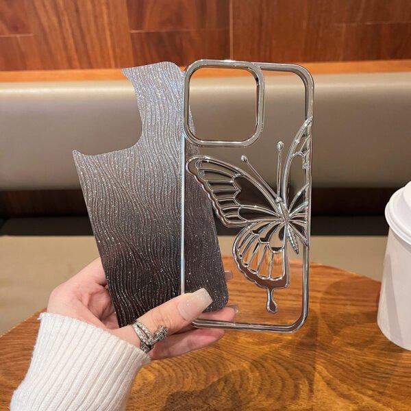 Three-Dimensional Quicksand Butterfly Is Suitable For IPhone17promax Electroplating Apple 16 Soft Case 15 Mobile Phone Case Anti-Fingerprint.