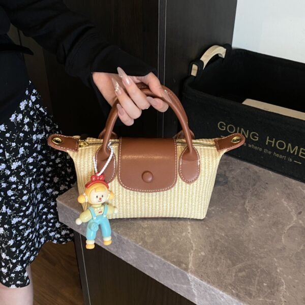 Retro Woven Handbag, Dragon Bags, Striped Retro Dumpling Bag, Casual Contrasting Color, Trendy Shoulder Messenger Bag.