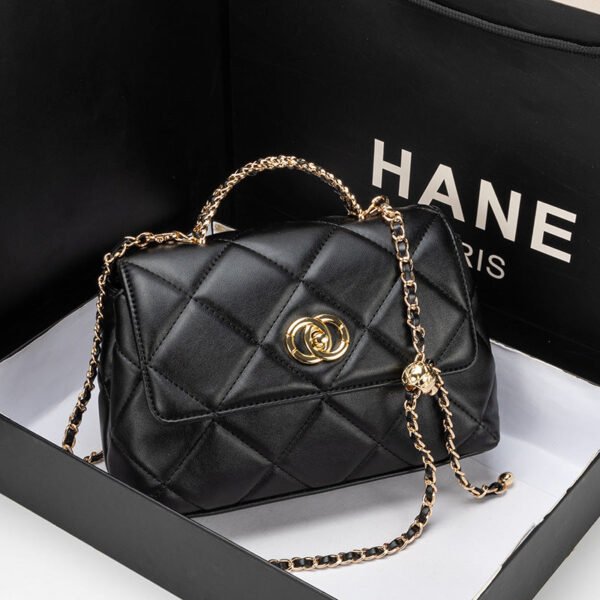2026 New Trendy Small Fragrant Wind Rhombus Leather High-End Shoulder Messenger Bag Square Fat Little Golden Ball Chain Women’S Bag