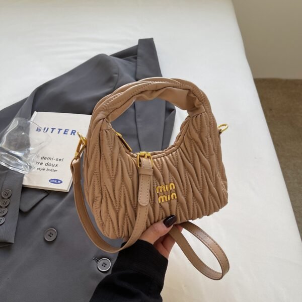 Niche Design Bag Pleated Cloud Bag Miu Tide Embroidery Thread Messenger Bag Portable Versatile Single Shoulder Crescent Bag