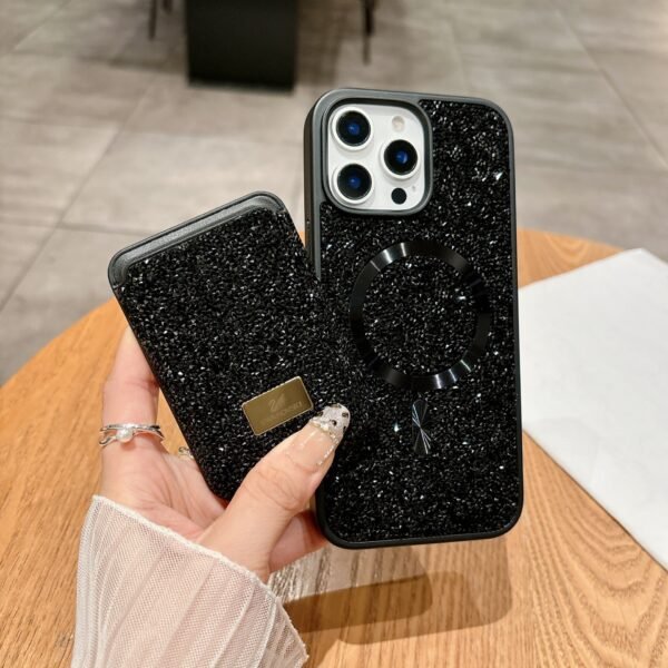 Applicable To IPhone17Promax Tide Brand Rhinestone Magnetic Card Bag, Luxury High-End Card, Apple 16 Mobile Phone Case.