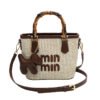 Woven Bag Miu Handbag Niche Design Embroidered Bucket Bag Commuter Light Luxury Trade Shoulder Crossbody Bag