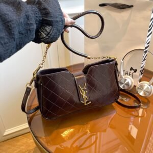 Light Luxury Poplar Forest Crossbody Bag Embroidered Thread Rhombus Chain Fashionable Style Small Square Bag Niche Personalized Shoulder Bag