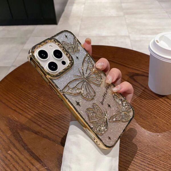 Explosion Applies To IPhone17promax Electroplating Three-Dimensional Butterfly Gradual Change Glitter, Apple 16 Mobile Phone Case