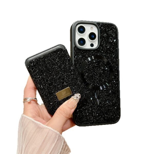Applicable To IPhone17Promax Tide Brand Rhinestone Magnetic Card Bag, Luxury High-End Card, Apple 16 Mobile Phone Case.