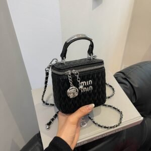 Premium Pleated Portable Box Small Square Bag Female Miu New Version Trendy Fashion Shoulder Messenger Bag