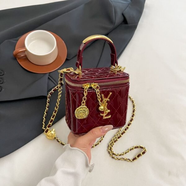 Light Luxury Embroidery Thread Small Fragrant Wind Box Bag Poplar Forest Rhombus Golden Ball Chain Small Square Bag Women’S Bag Fashion Messenger Bag